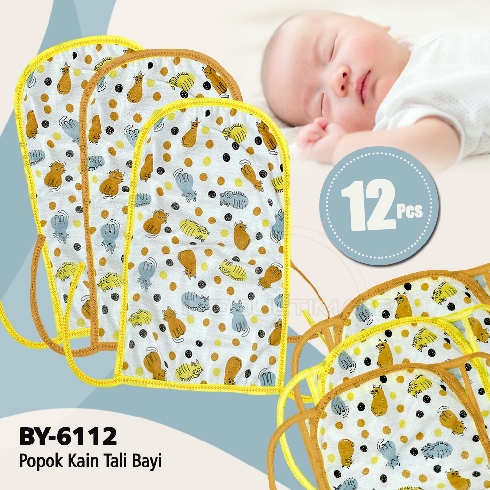 12 Pcs Popok Kain Tali Bayi BY-6102-CD BY-6112 Popok Kain Bayi Popok Kain Tali Popok Bayi New Born Laki Laki Perempuan