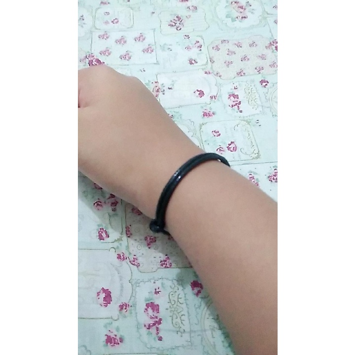 ✅ BISA COD Gelang Tangan Tali Korea Pria Wanita Polos Hitam Waterproof Gelang Tali Simple Anti Air Kekinian Keren