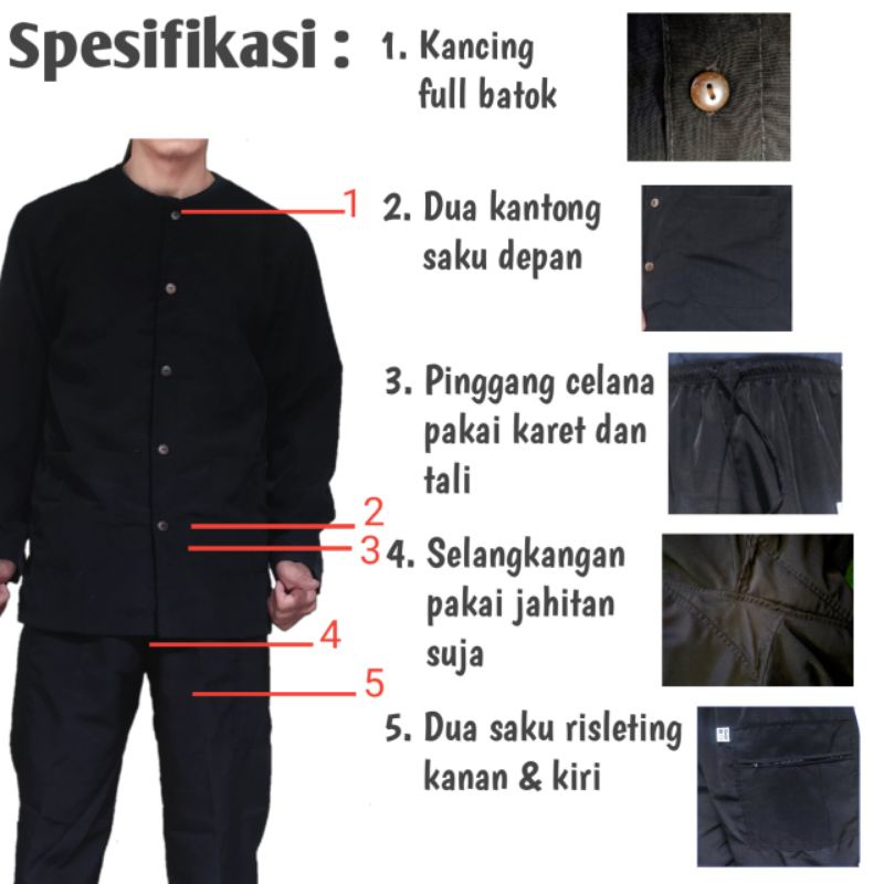 baju pangsi setelan tradisional Sunda baju Koko  M L XL XXL XXXL