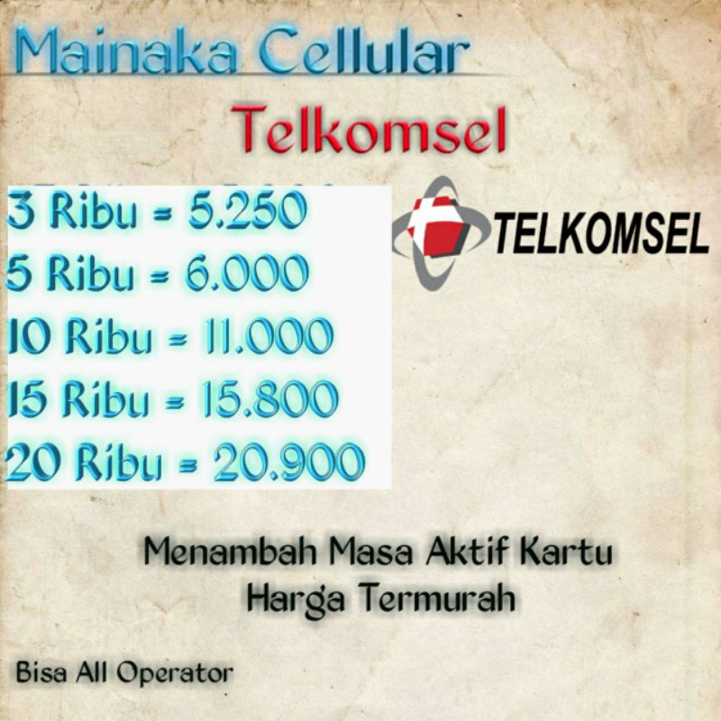 Pulsa Telkomsel 3k-20k