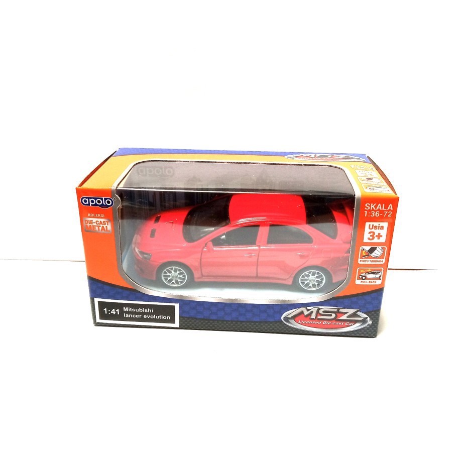 Mobil Diecast Mobil Apolo MSZ Mitsubishi Lancer Evolution Merah DP