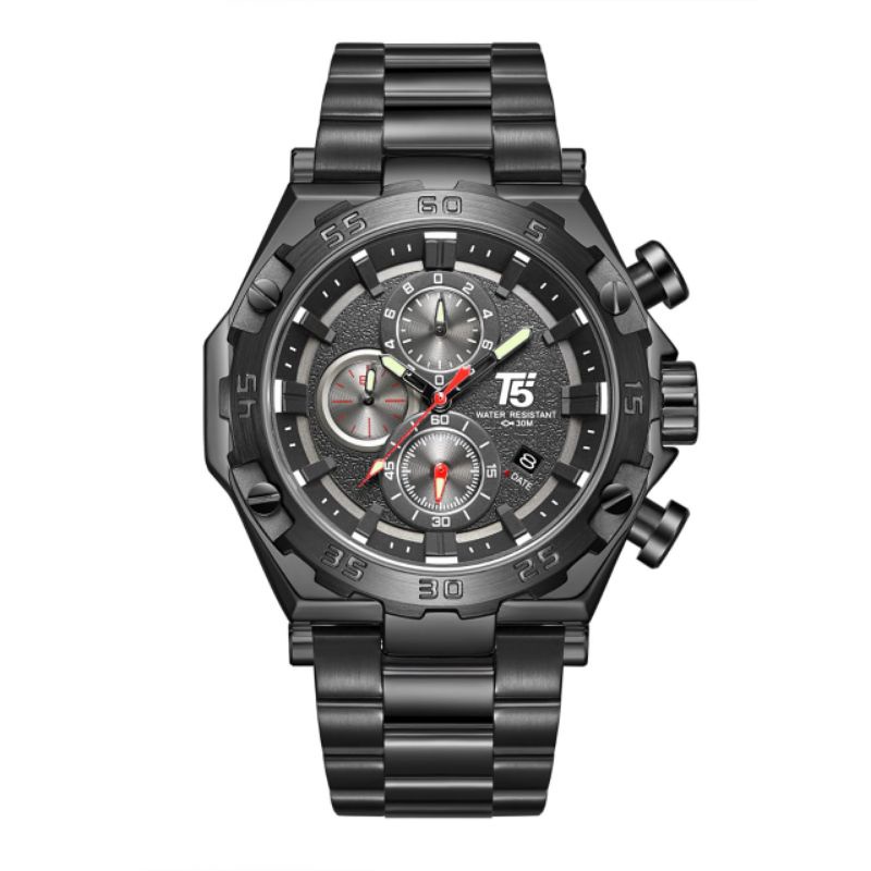T5 H3847G Jam Tangan Arloji Analog Pria Cowok Dewasa Rantai Stainless Anti Karat Tahan Air 30M Origi