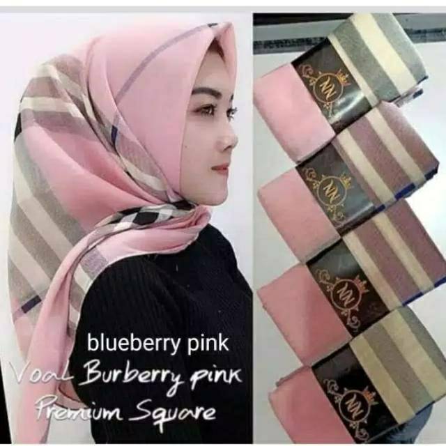 HIJAB SEGI EMPAT DENAY KW BURBERRY PINK KERUDUNG JILBAB MURAH TERBARU