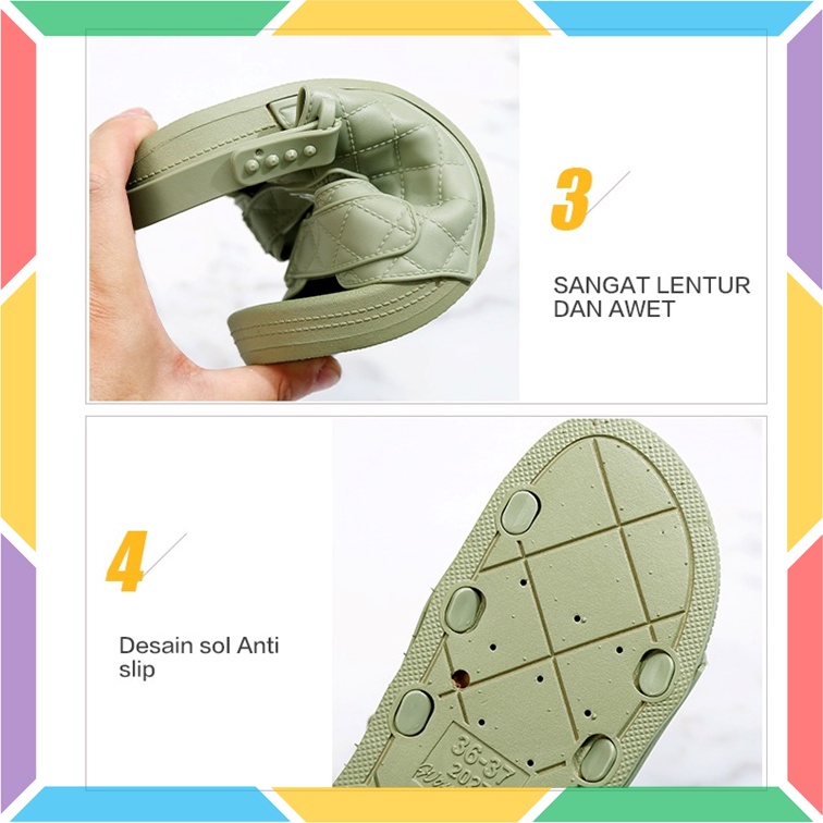 2027-3 Sepatu Sandal Wanita Wonderly Sendal Cewek Tali 2in1 Ban 2 Karet Jelly Empuk Premium Tawana