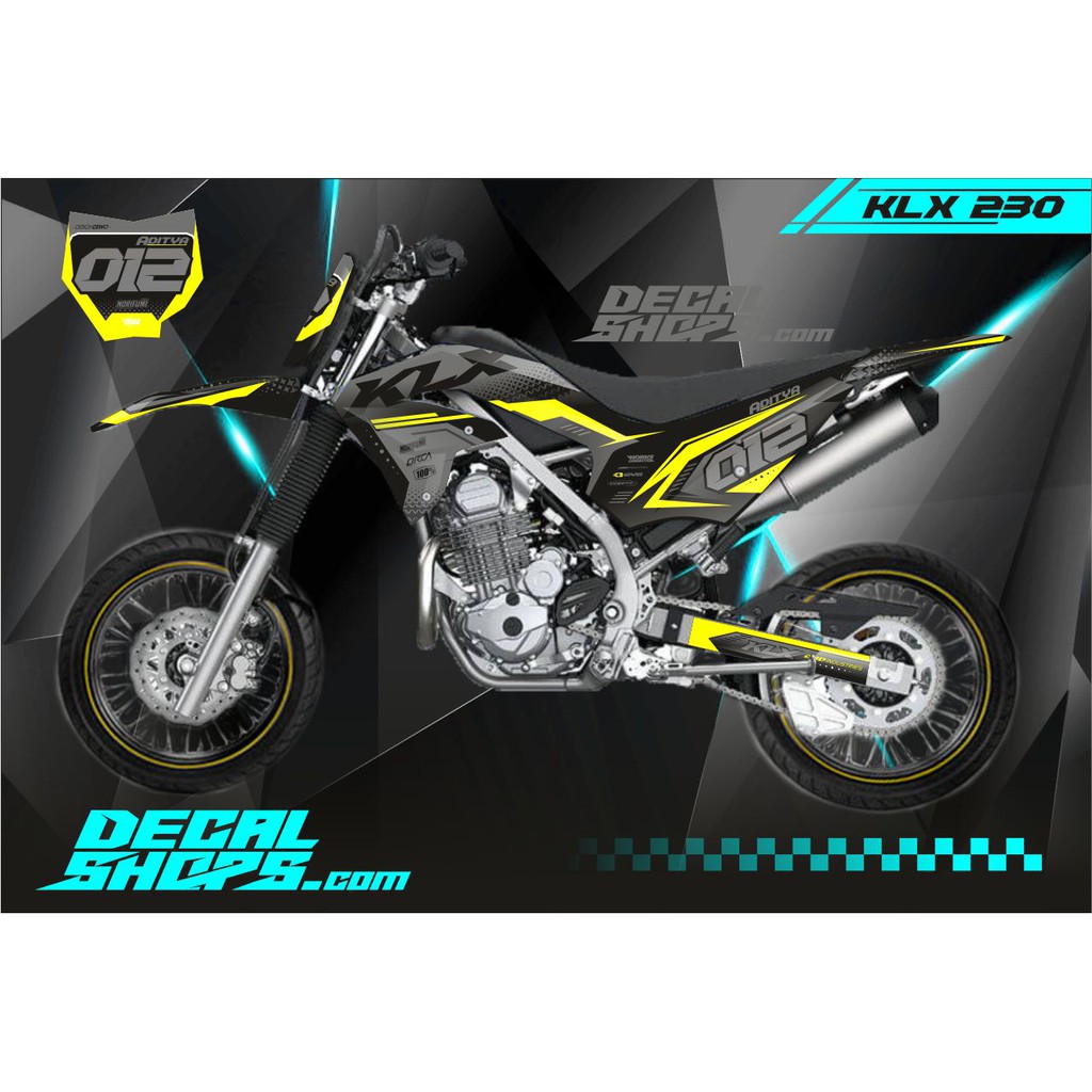 DECAL KLX 230  MURAH DECAL KLX 230 KEREN DECAL KLX 230 MERAH HITAM DECAL KLX 230 SUPERMOTO KUNING