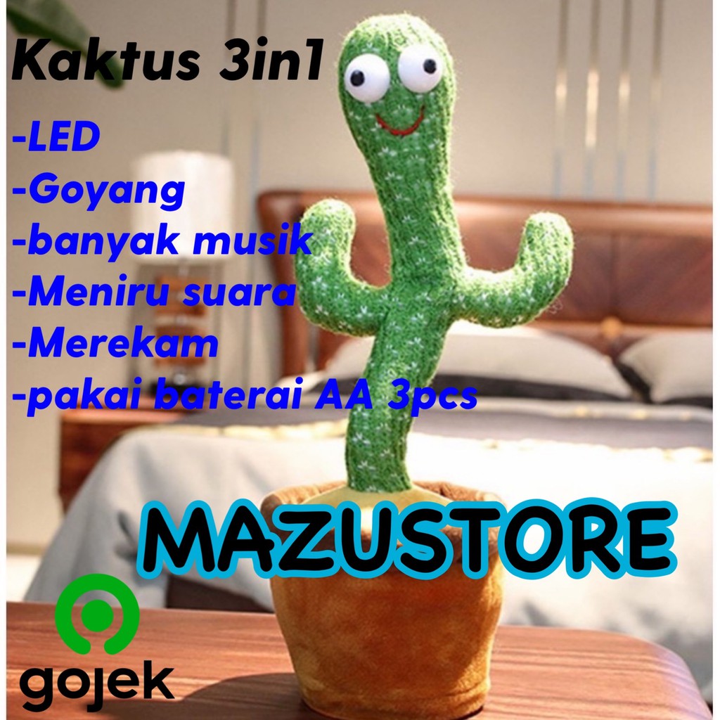 Cactus Toy Boneka Pintar Kaktus Joget Joged Goyang Bisa Ngomong Rekam Bicara Menari Dance