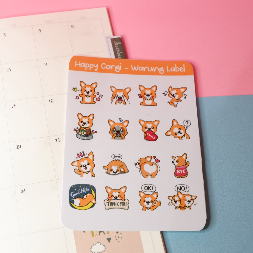 

Sticker Happy Corgi - Sticker Deco - Bullet Journal - Sticker murah