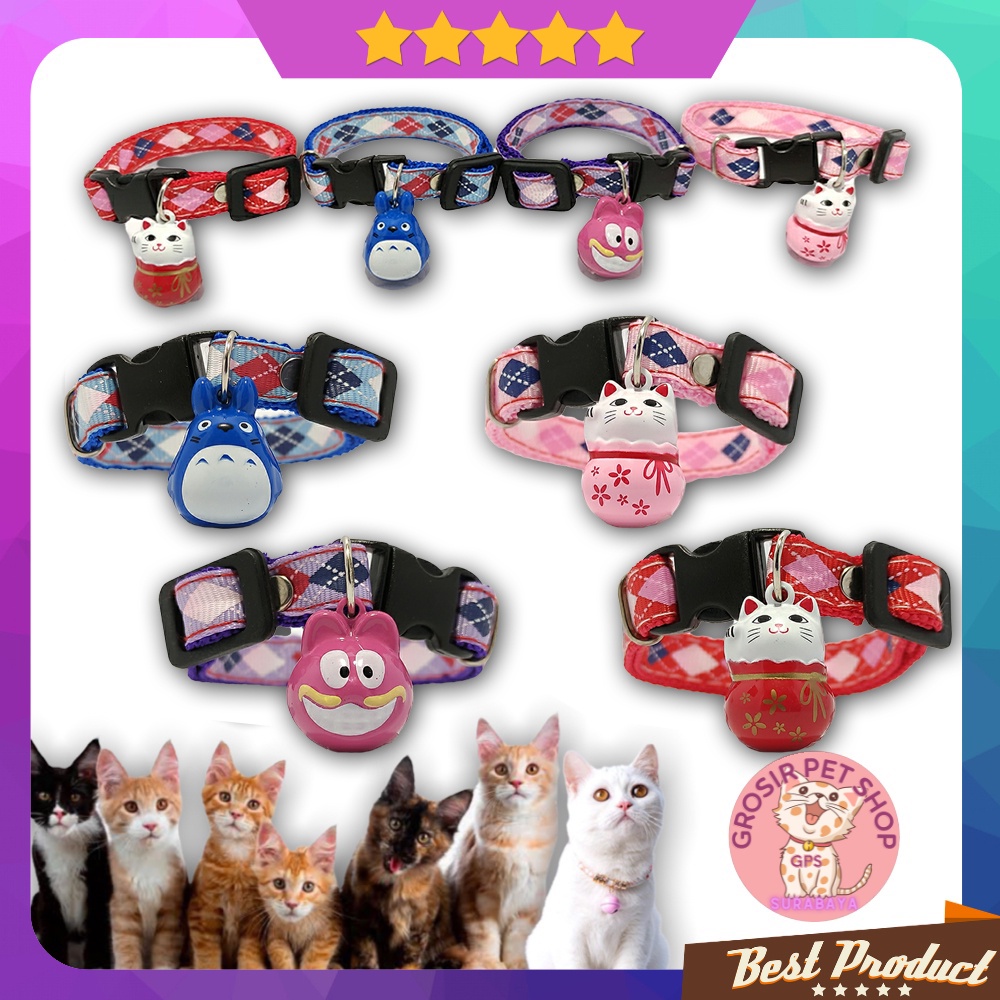 kalung kucing motif bell Karakter motif wajik lucu