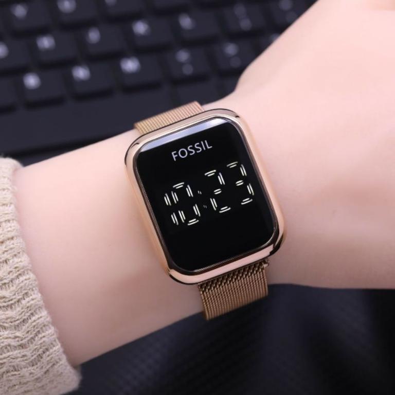 MXN.15Jl22ˢ - jam tangan digital wanita FOS kotak LED touchscreen LS-032NR rantai pasir magnet