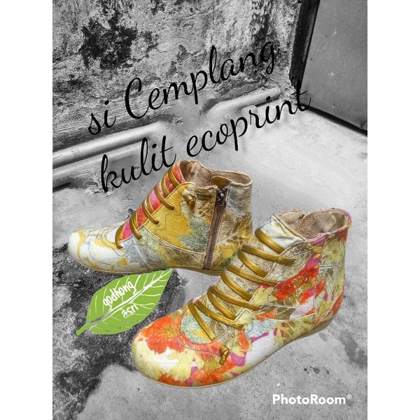 sepatu kulit ecoprint