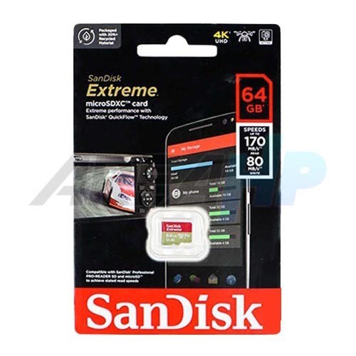 Sandisk 64GB 64 GB Extreme 170 mb/s Memory Micro SD SDXC Card