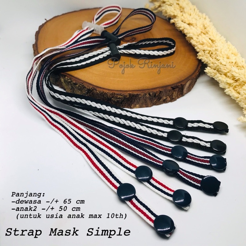 Strap masker simple tali kalung masker konektor hijab sederhana dengan snap button kancing jepret