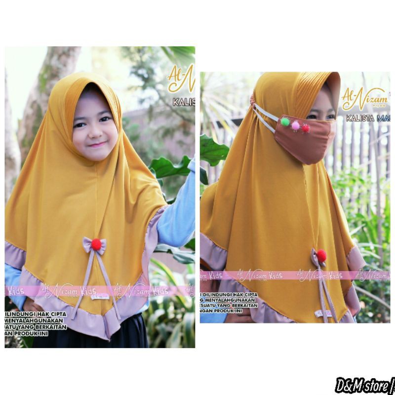 Al nizam//jilbab anak plus masker//kalista masker ori Al nizam