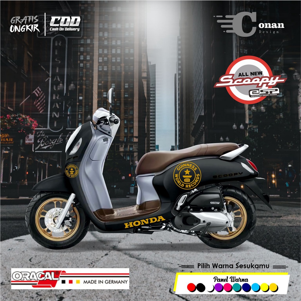 Stiker (Guinness) Scoopy Striping Scoopy Logo (Guinness) Cutting Sticker Viral Termurah Terlaris
