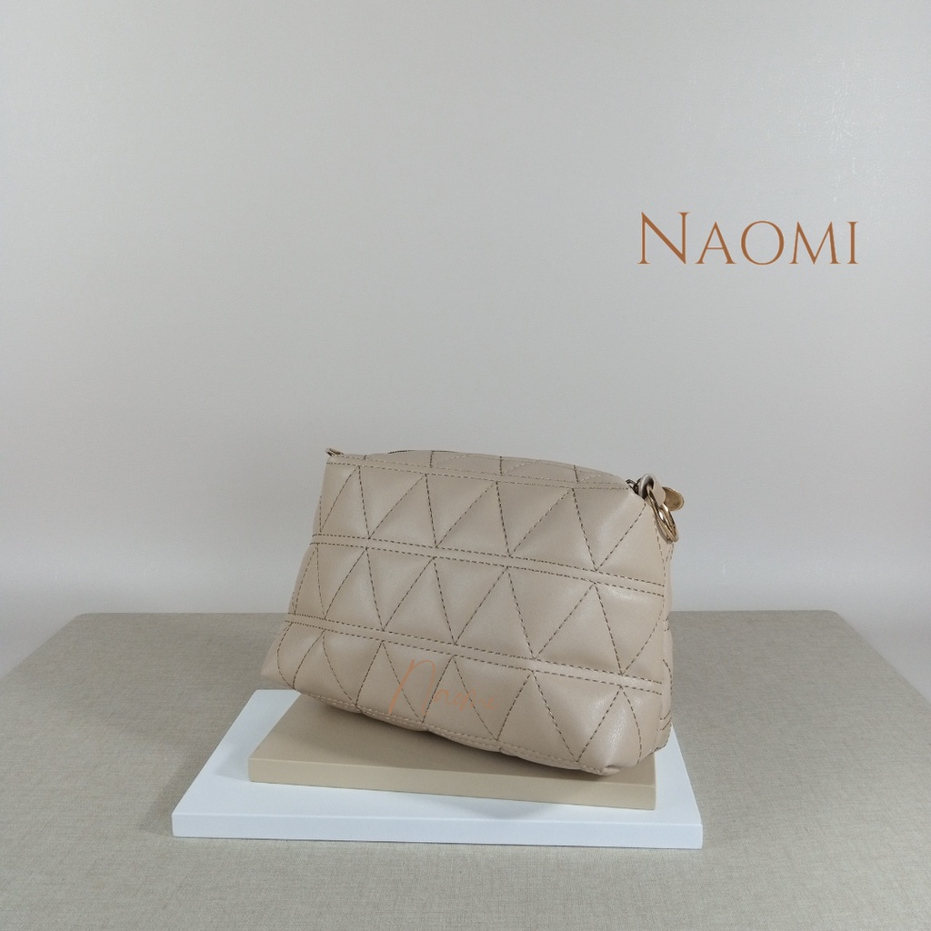 NAOMI - SALE Marceline Sling Bag Kulit Sintetis PU - Tas Harian Simple Daily - Ringan Enteng Lembut Rantai - Tas Fashion Wanita Dewasa Motif Triangle 6 Warna - Tas Selempang simple Impor - Tas Wanita - tas simple ringan - tas rantai - Naomi Bag