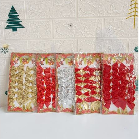 AP135 Hiasan Pohon Natal PITA KECIL ISI 12 Dekorasi Christmas Hampers Gift Kado