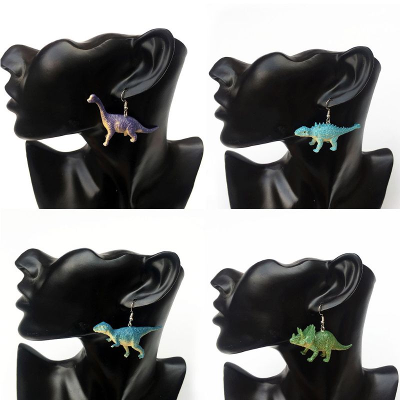 SIY  12 Pairs Cute Punk Dinosaur Animal Drop Earrings Set  Resin Funny Animal Dinosaur Earrings for Women Girls Creative Gift