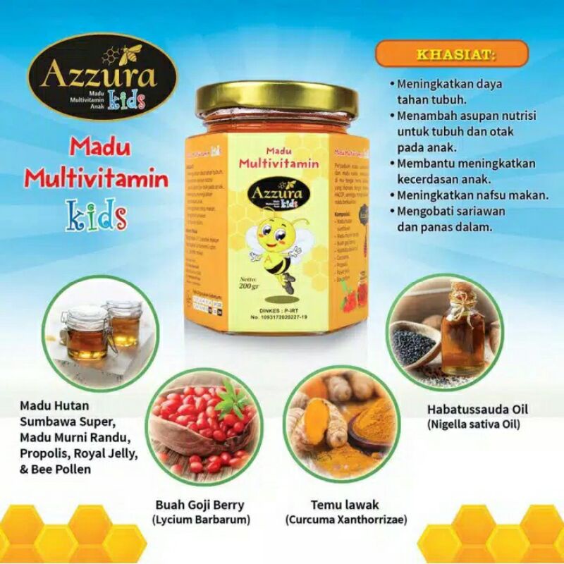 Madu Azzura Kids 200gr Madu Multivitamin Anak