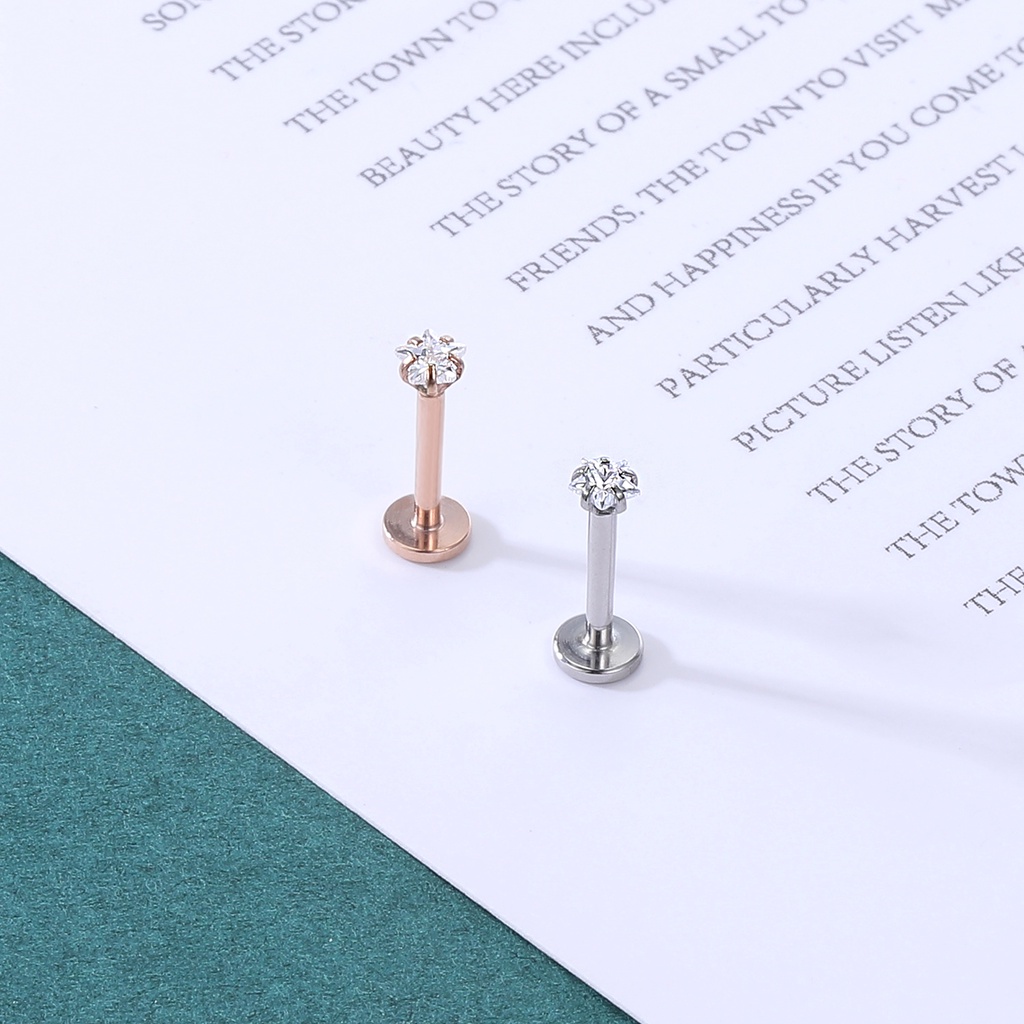 1pc Anting Tindik Bibir / Tulang Rawan Telinga Bentuk Bintang / Hati Bahan Stainless Steel 316l Warna Rose Gold