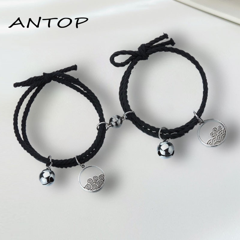 1 Pasang Baru Magnetic Couple Gelang Lonceng Gelombang Berkat Jalinan Tangan Tali Aksesoris Hadiah ANTOP