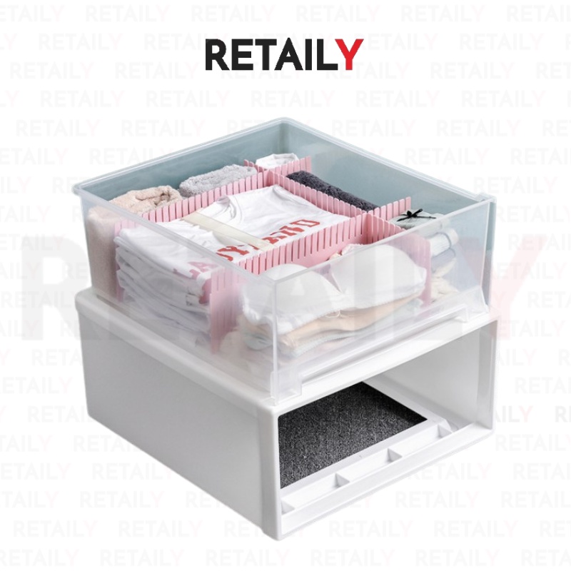 Retaily HL0198 Kotak Penyimpanan Laci Plastik Sepatu Pakaian Kontainer Box Plastik