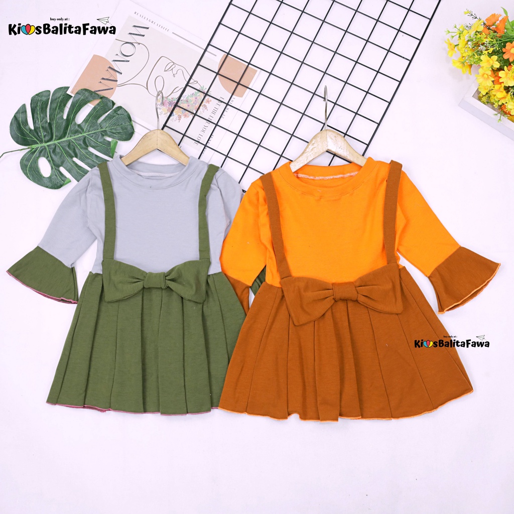 Overall Kirei uk 1-2 Tahun / IMPORT Dres Anak Perempuan Lengan Panjang Baju Gaun Pesta Adem Murah Babycinnamon