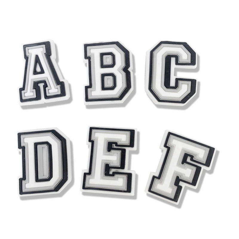 Accesoris Alphabet ABCD Jibbitz Untuk Hiasan Sandal Crocs Bisa Lepas Pasang Bahan Karet