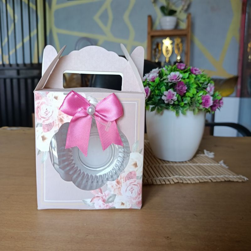 SOUVENIR PERNIKAHAN MANGKOK KACA KECIL KEMAS BOX PITA