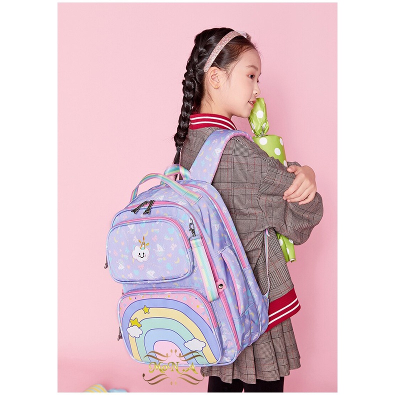 [MONA] TAS SEKOLAH RANSEL ANAK SD/SMP/ CEWEK WARNA PASTEL MOTIF PELANGI RAINBOW CANTIK LUCU WATERPROOF - KUALITAS  IMPORT PREMIUM -M0177