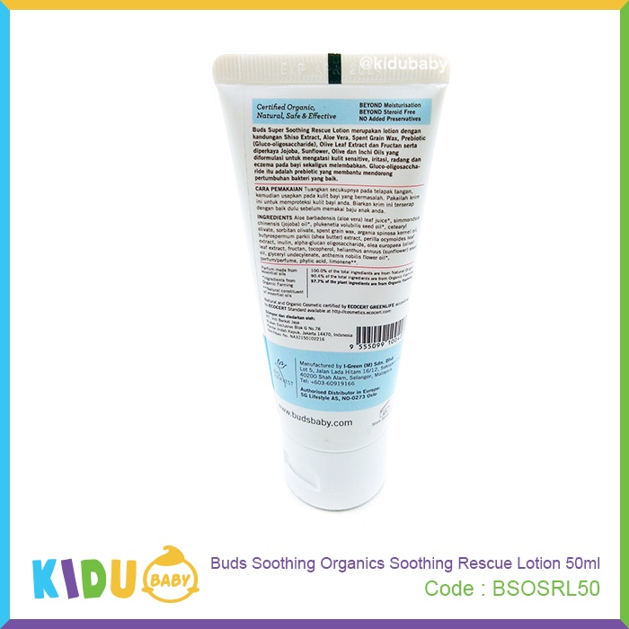 Buds Organics Soothing Rescue Lotion 50ml Kidu Baby