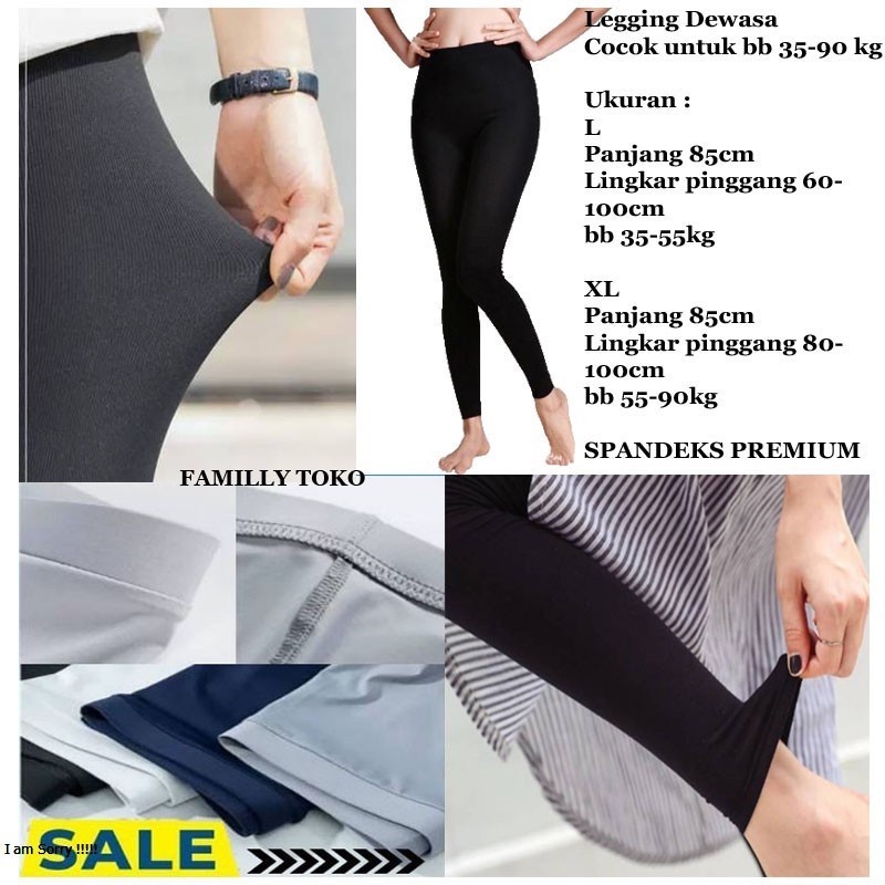 Legging Panjang Standar &amp; Jumbo Spandek Premium Celana Wanita Ketat Berkualitas / Legging Panjang Spandex Premium Std &amp; Jumbo