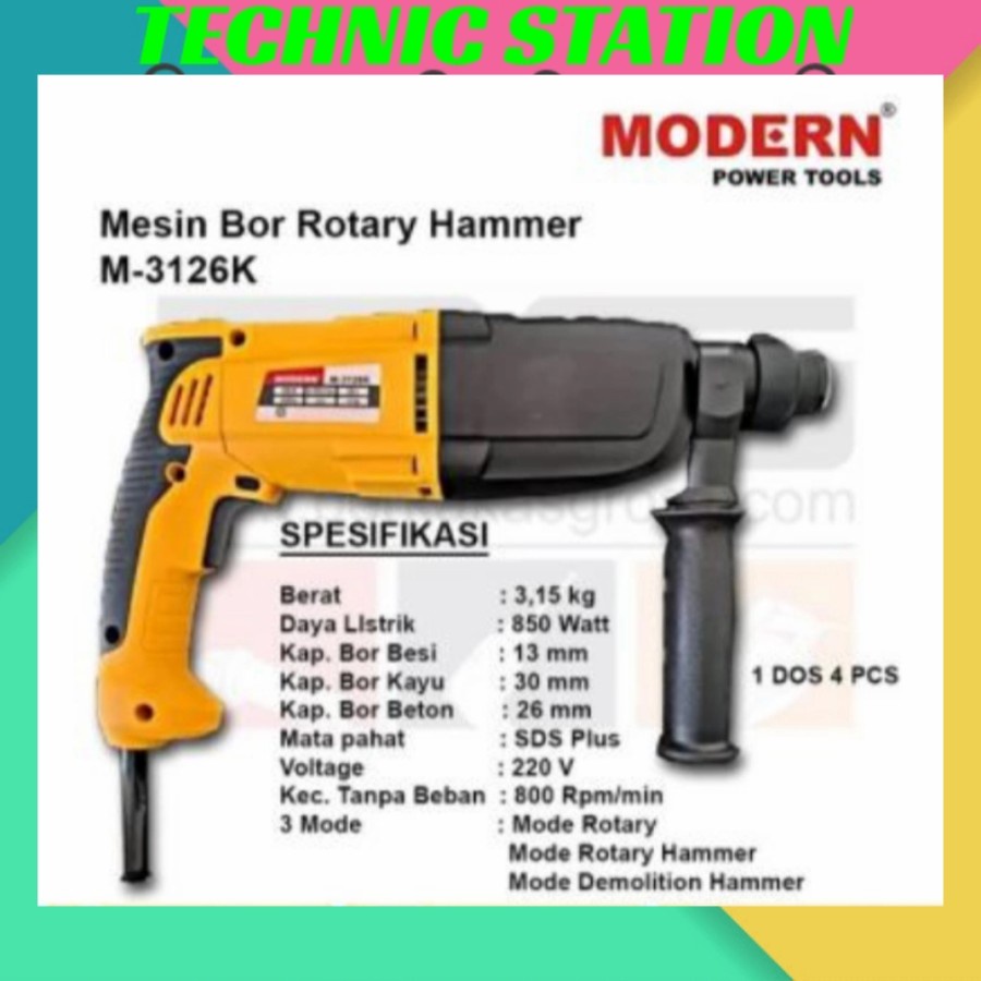 Mesin Bor Beton Bobok SDS Plus MODERN M-3126K