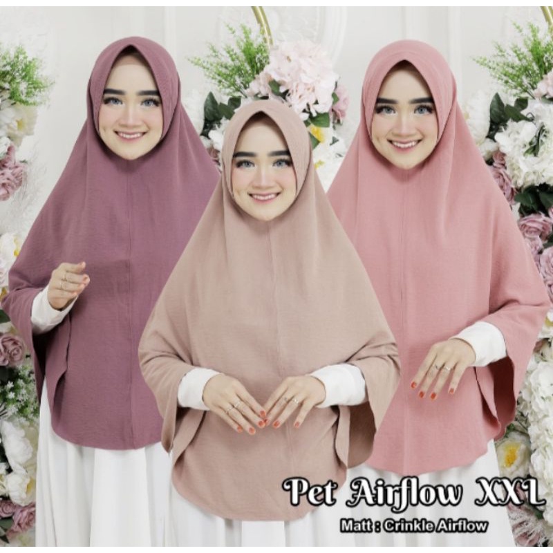 HIJAB INSTAN BERGO MARYAM PET AIRFLOW NON TALI XXL JILBAB MARYAM PET JUMBO CRINKLE AIRFLOW