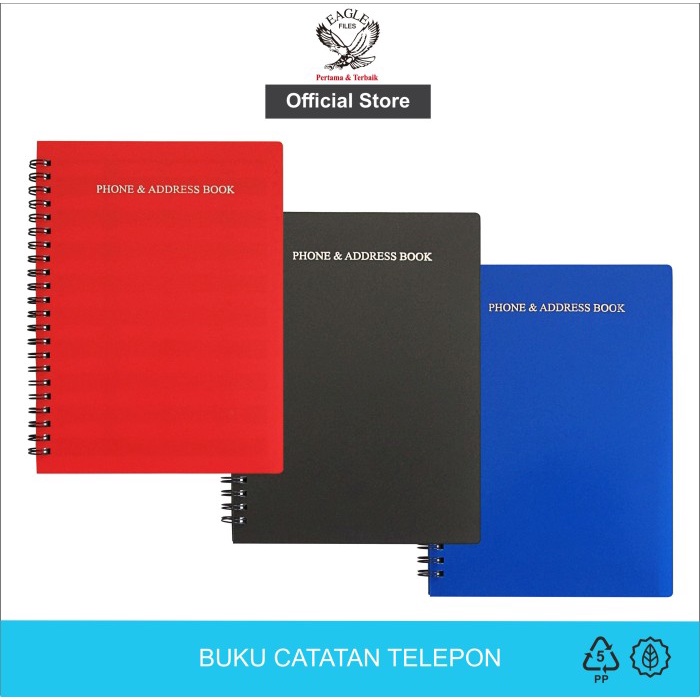 

[RESTOCK] Buku catatan telpon dan alamat spiral phone & address book EAGLE FILES - Merah