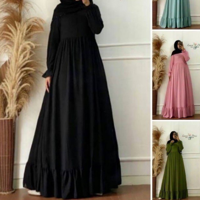 sundress - gamis ceruty plain  Black gamis polos hitam