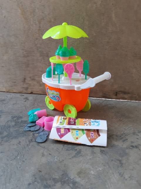 Mainan Gerobak Ice Cream Mini Edukasi - Set Candy Trolly Anak ES Krim