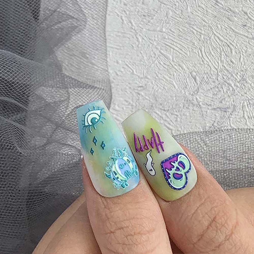 Mxbeauty Kartun Stiker Kuku Relief Perekat Diri Cinta Hati Kucing Manikur Aksesoris Lucu Nail Art Dekorasi