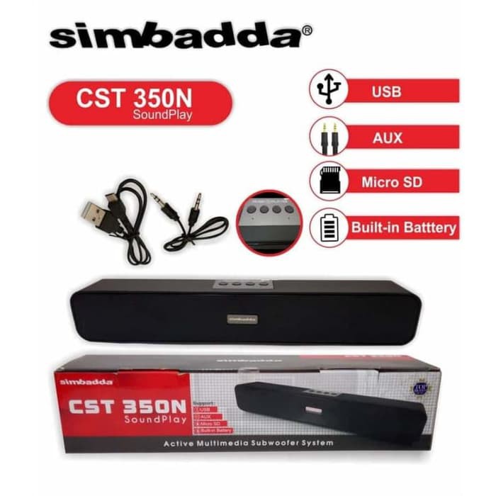 SPEAKER MULTIMEDIA SIMBADDA CST 350N SUBWOOFER PORTABLE MUSIC PLAYER POWER SOUND BAR