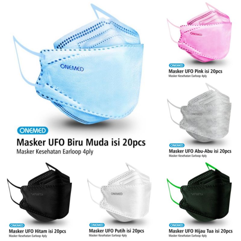 Onemed Masker Karet Medis UFO 3D 4ply Box isi 20pcs