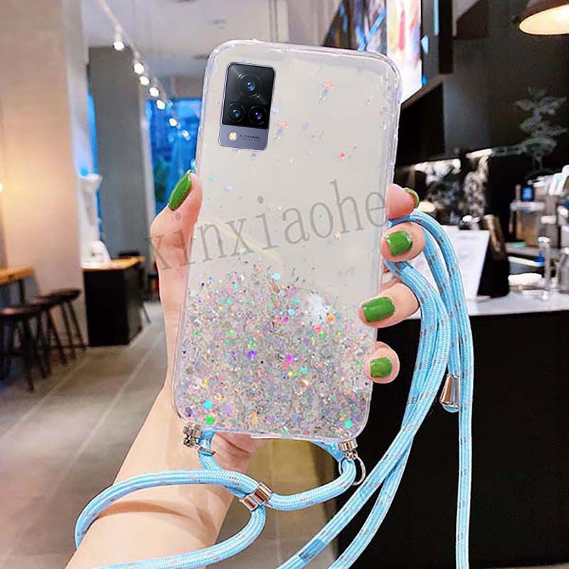 Case Tali Nagita Vivo Y51 Y51A Y53S V20 V20 SE V21 5G V21 4G X60 X60 Pro Lanyard Glitter Gantungan