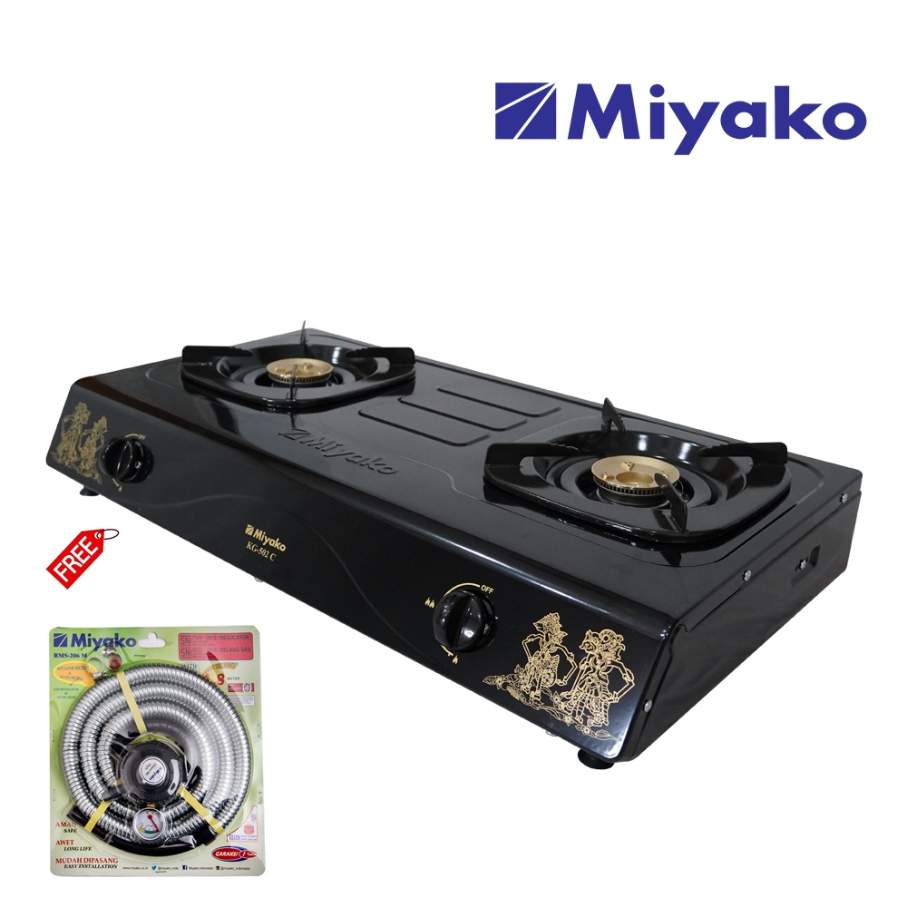 Miyako KG-502C-WYG Kompor Gas 2 Tungku FREE Paket Miyako Selang Gas Meter