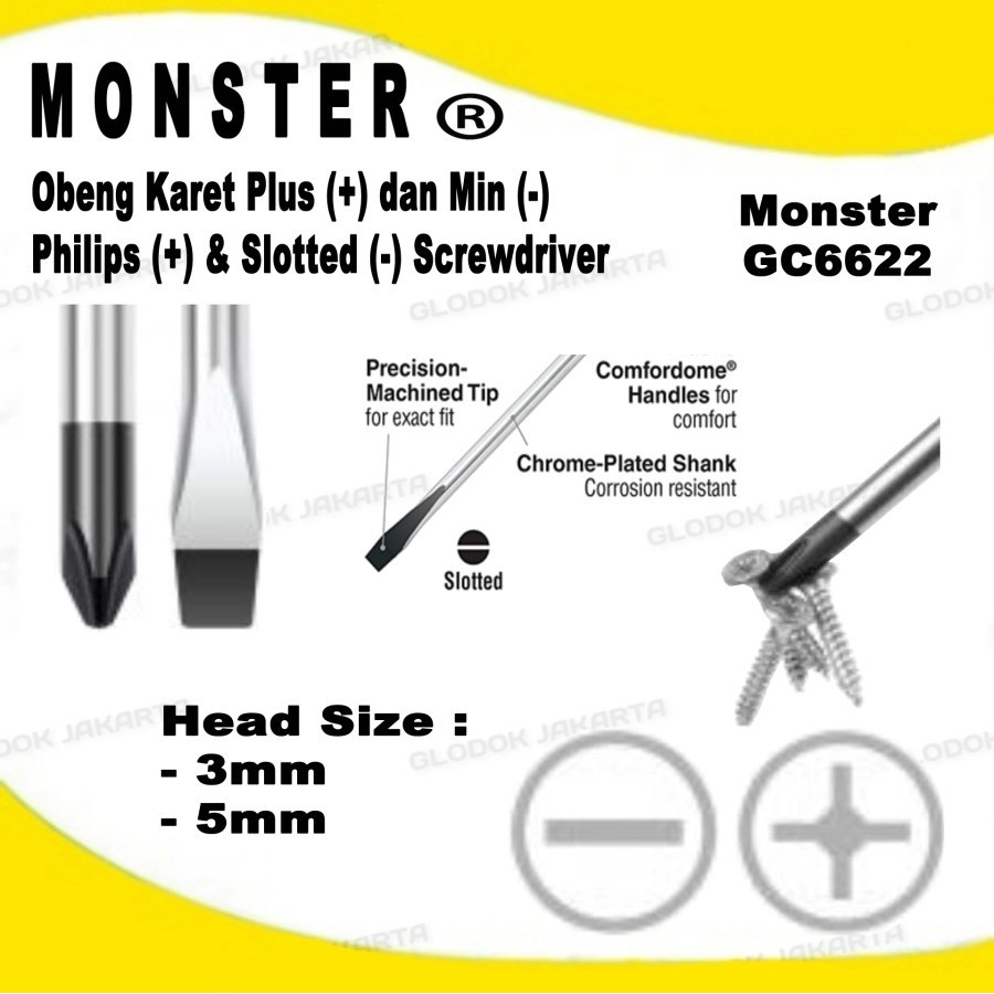 Obeng Plus Min Magnet Karet 5mm MONSTER GC6622