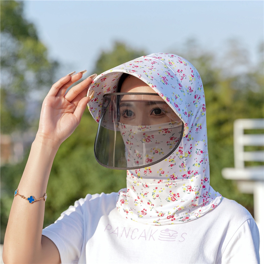 Topi Matahari Wanita Dengan Masker Wajah Lensa anti ultraviolet Untuk Bersepeda