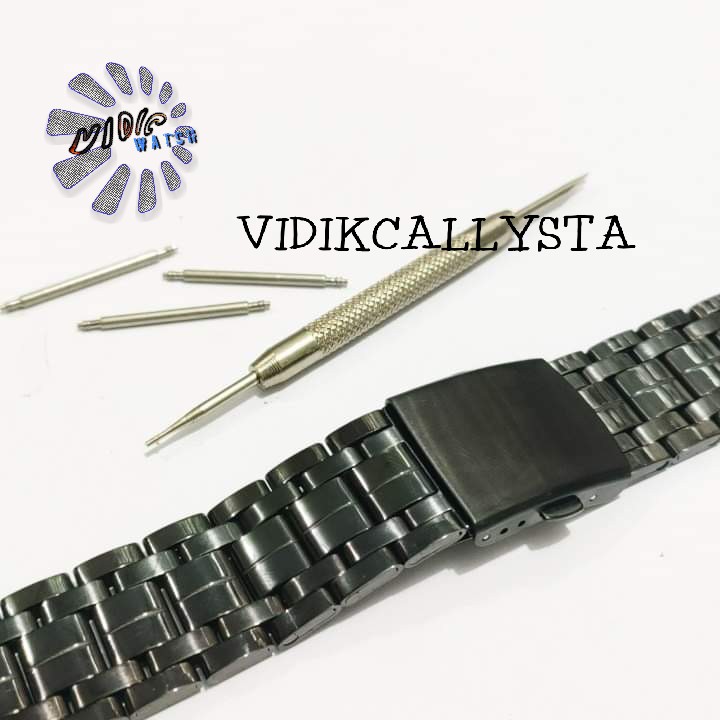 Strap B806 Tali Jam Tangan Rante Rantai Solid Black 22mm Hitam 22 mm Bonus Pen Strap dan Remover