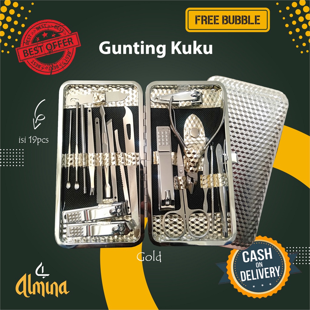 premium quality gunting kuku set 18 rose gold 19 gold dan 16 walet brown almina