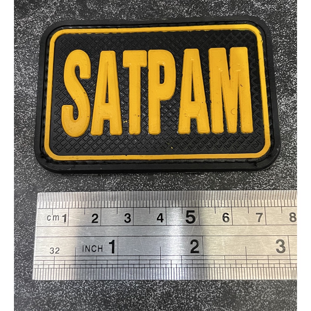 Patch Satpam Tulisan Kuning - Patch Velcro Security - Prepetan Satpm -  Velcro Karet