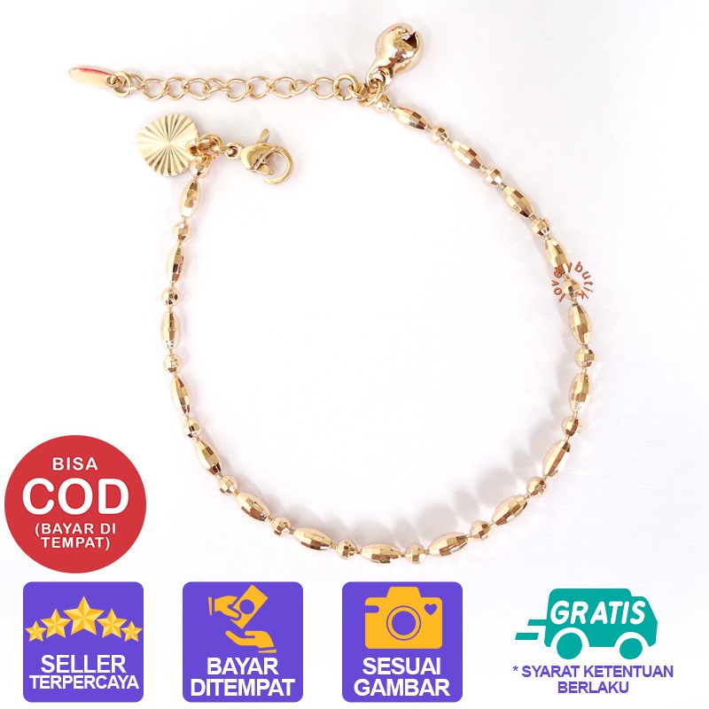 Lovelybutik Gelang Tangan Xuping Rantai Wanita Dewasa Terbaru Motif Rantai BIji Padi Ukuran 17+3 cm