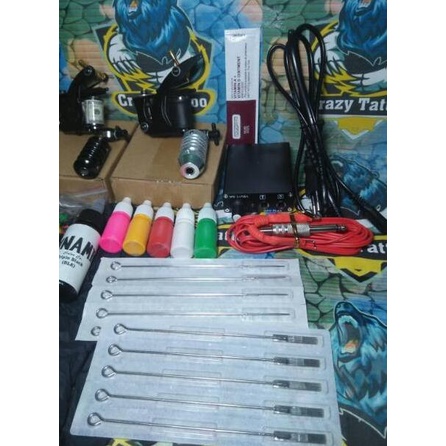 Paket Lengkap C Dua 2 Set Mesin Tattoo Coil Liner Dan Shader Tato Kit