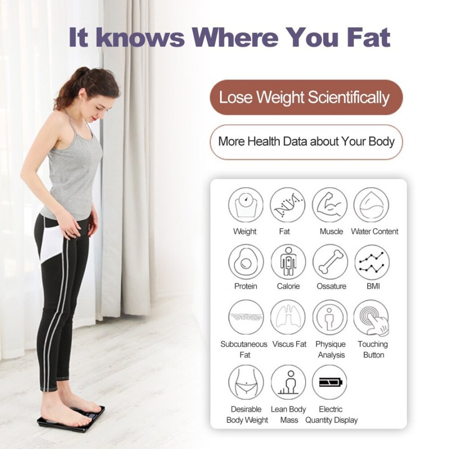 timbangan badan fat monitor digital scale with bluetooth app smart scale