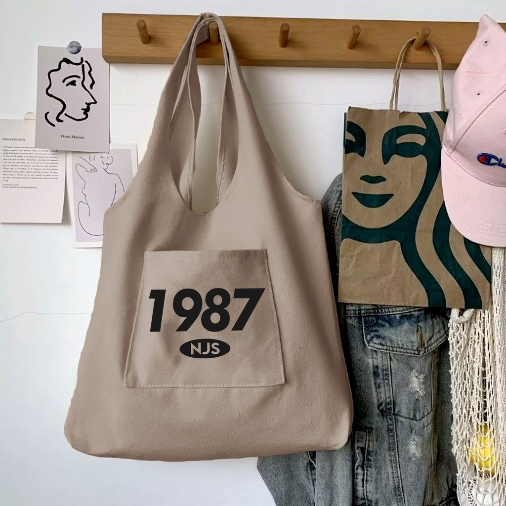 TOTE BAG VINTAGE TERBARU KANVAS TEBAL TERLARIS MURAH TOTE BAG WANITA PREMIUM [ RANDOM MOTIF ]